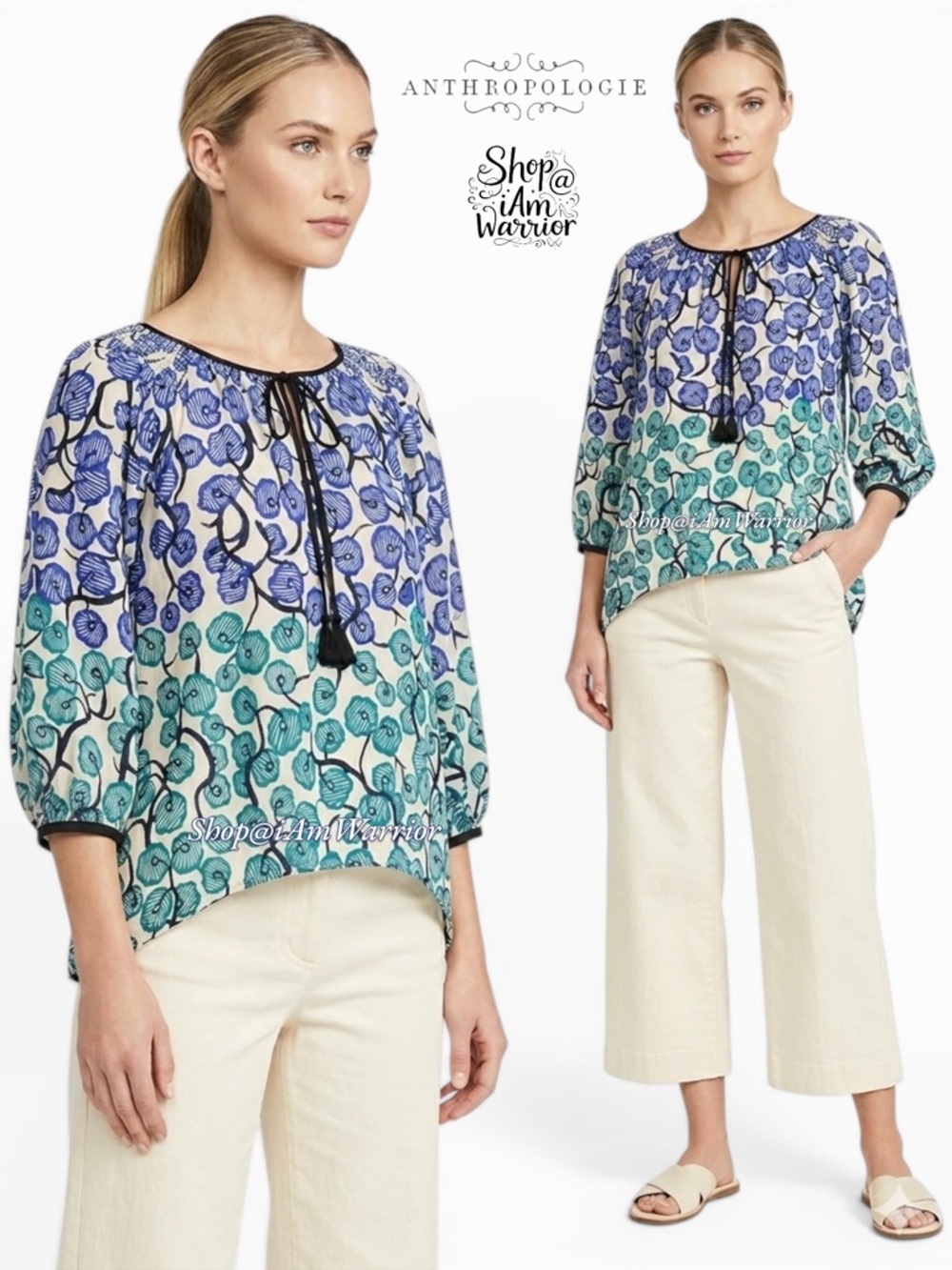 Anthropologie {Vanessa Virginia} floral bubble sleeve top *shop@iamwarrior